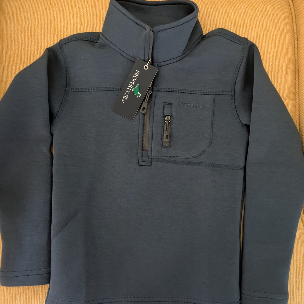 New Properly Tied Boys Stone Blue Quarter-Zip Pullover